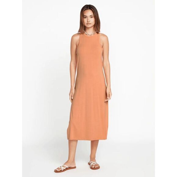 Volcom Stonelight Clay Peach Orangey Racerback Midi Maxi Dress XL - Picture 6 of 8